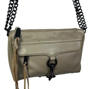 REBECCA MINKOFF Mac M.A.C. Leather Crossbody Shoulder Bag Purse Gray Chain
